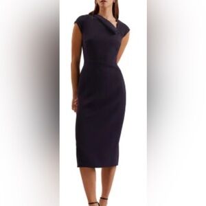 Ted Baker Bayree Asymmetric Midi Dress Beautiful Classic Look Sz 0 US 2 XS NWT